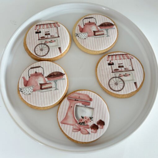 Pink bake printed sugar cookies