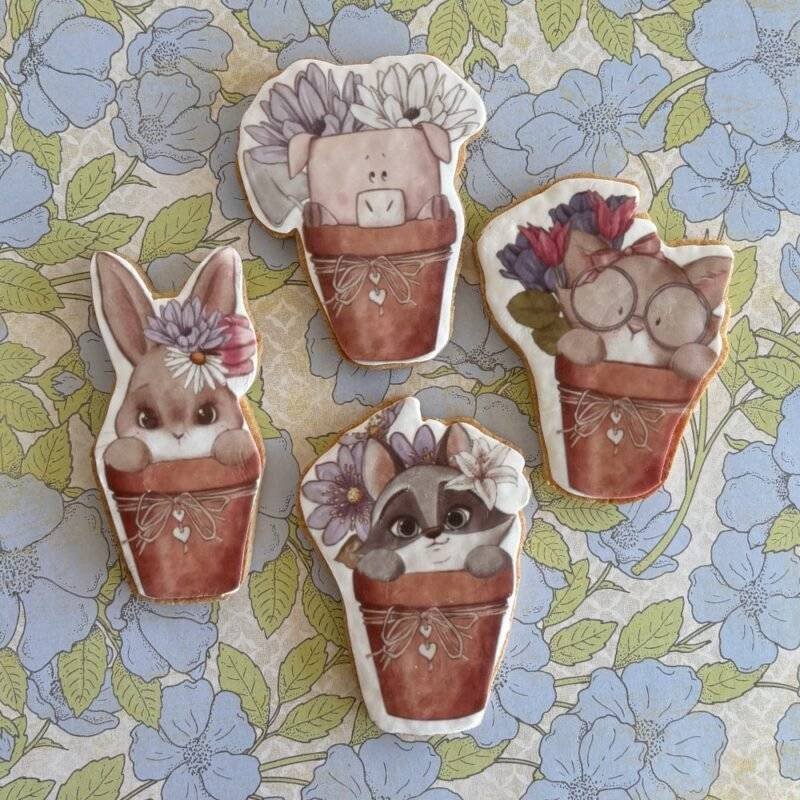 easter pots printed sugar cookies