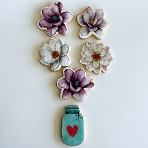 flowers jar printed sugar cookies